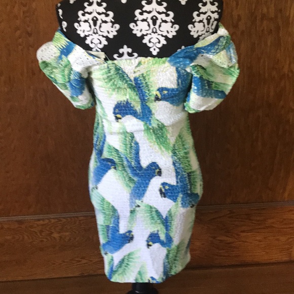 Farm Rio Araras Mini Dress Tropical Birds Stretchy NWT - Picture 10 of 13